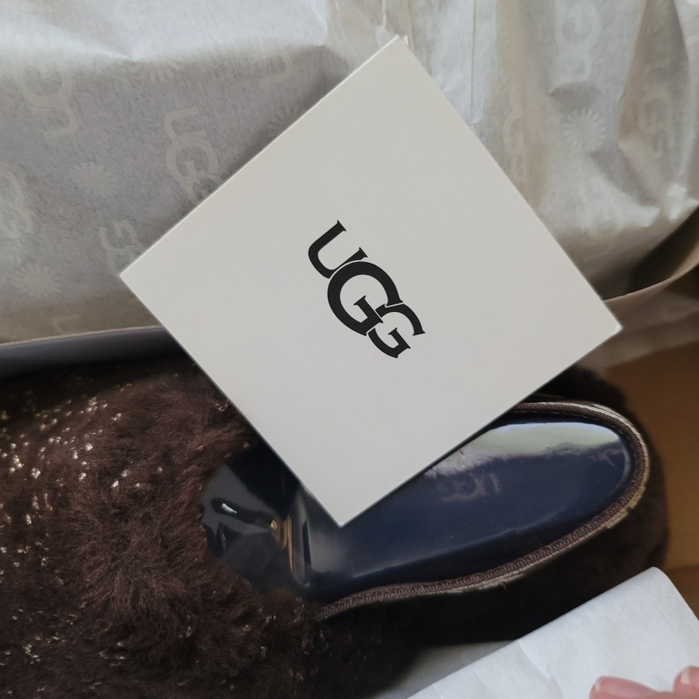 UGG Women's Fluff Yeah Sparkle, Burnt Cedar,‎ Size 7 -New in Box - Picture 14 of 16